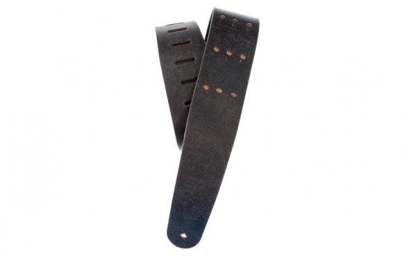 Planet Waves PW25VNRR00DX Blasted Leather Guitar Strap, Black with Brass Rivets: 1